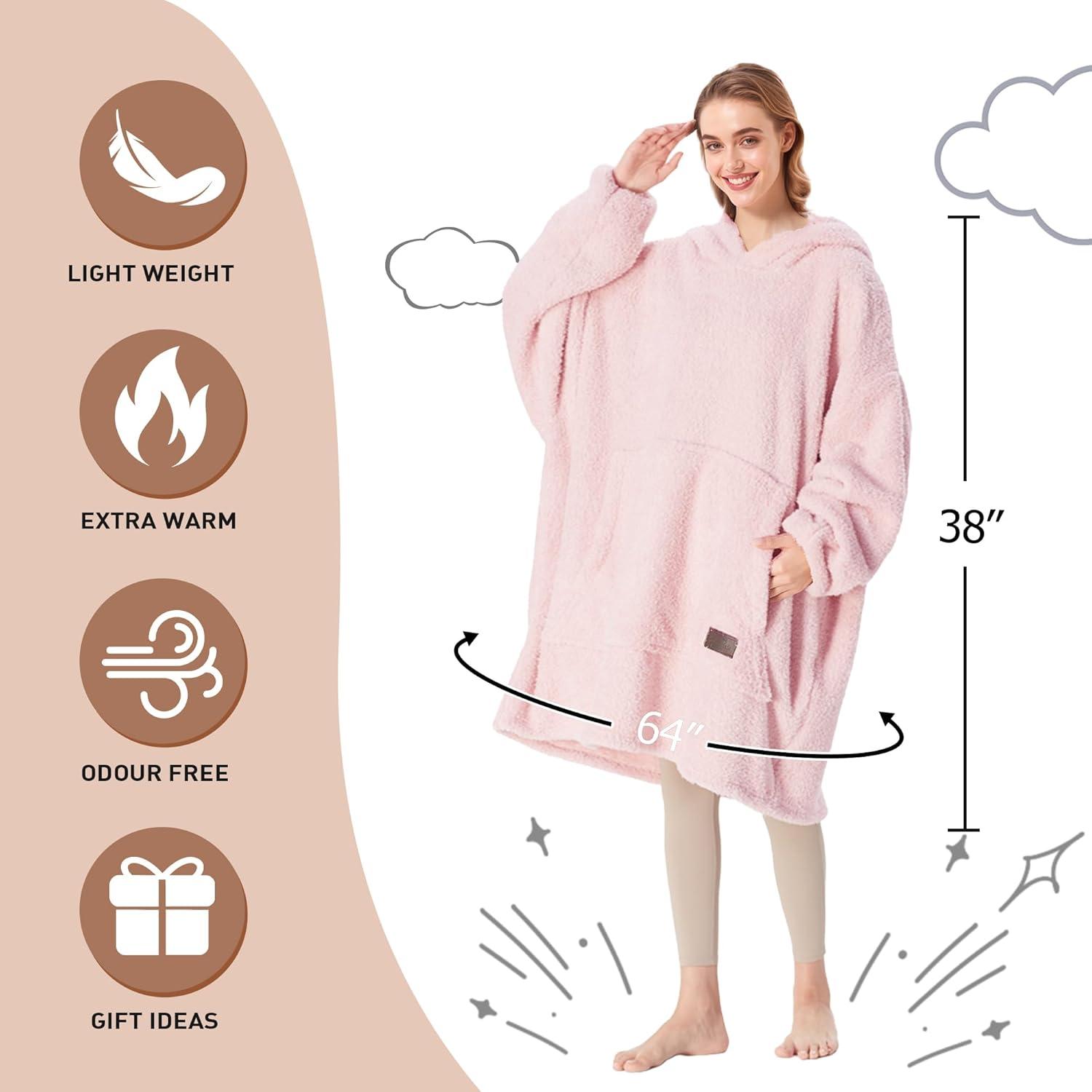 imageCatalonia Wearable Blanket Hoodie Oversized Hoodie Blanket Sweatshirt Blanket for Women Men AdultsPink