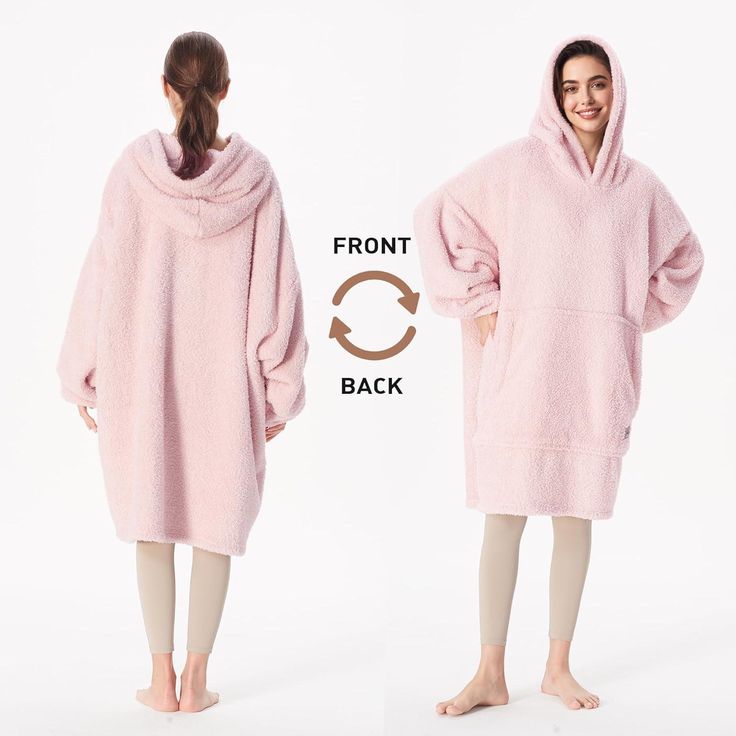 imageCatalonia Wearable Blanket Hoodie Oversized Hoodie Blanket Sweatshirt Blanket for Women Men AdultsPink