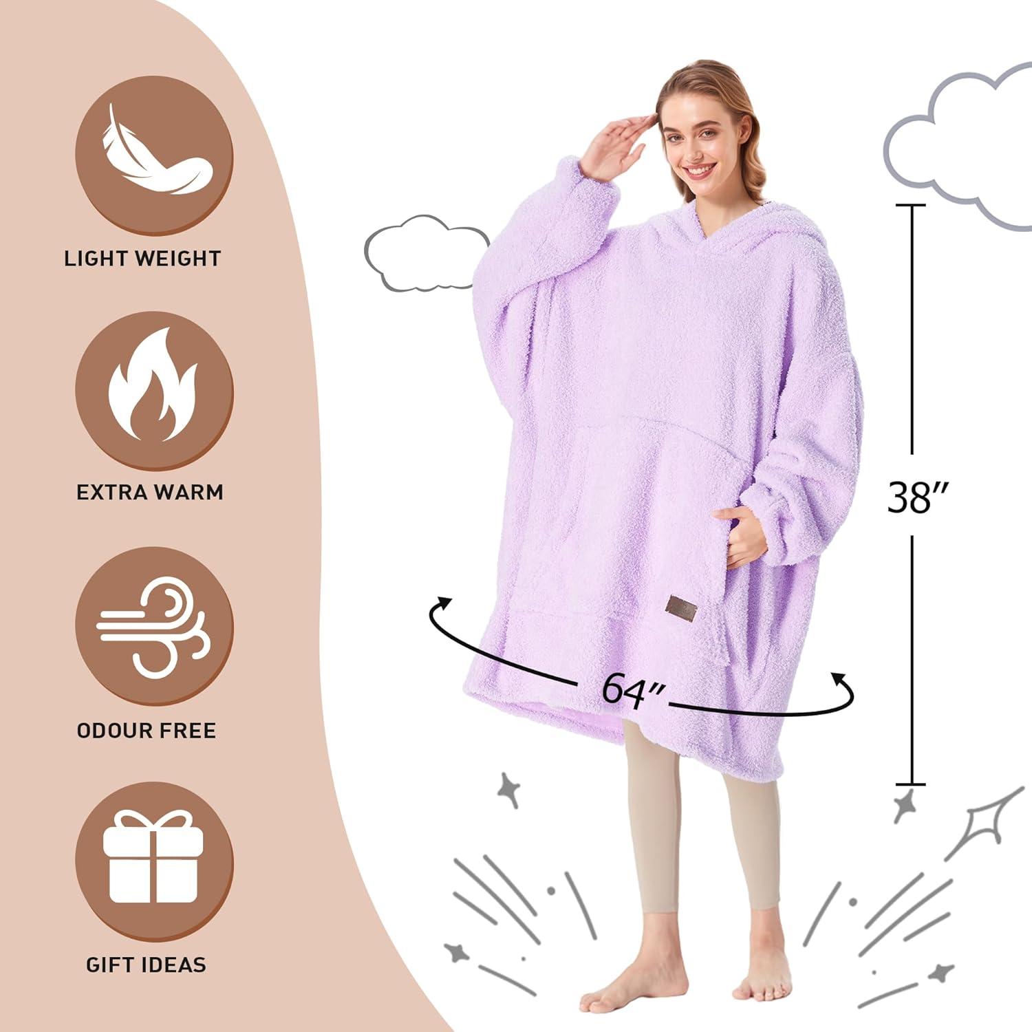 imageCatalonia Wearable Blanket Hoodie Oversized Hoodie Blanket Sweatshirt Blanket for Women Men AdultsPurple