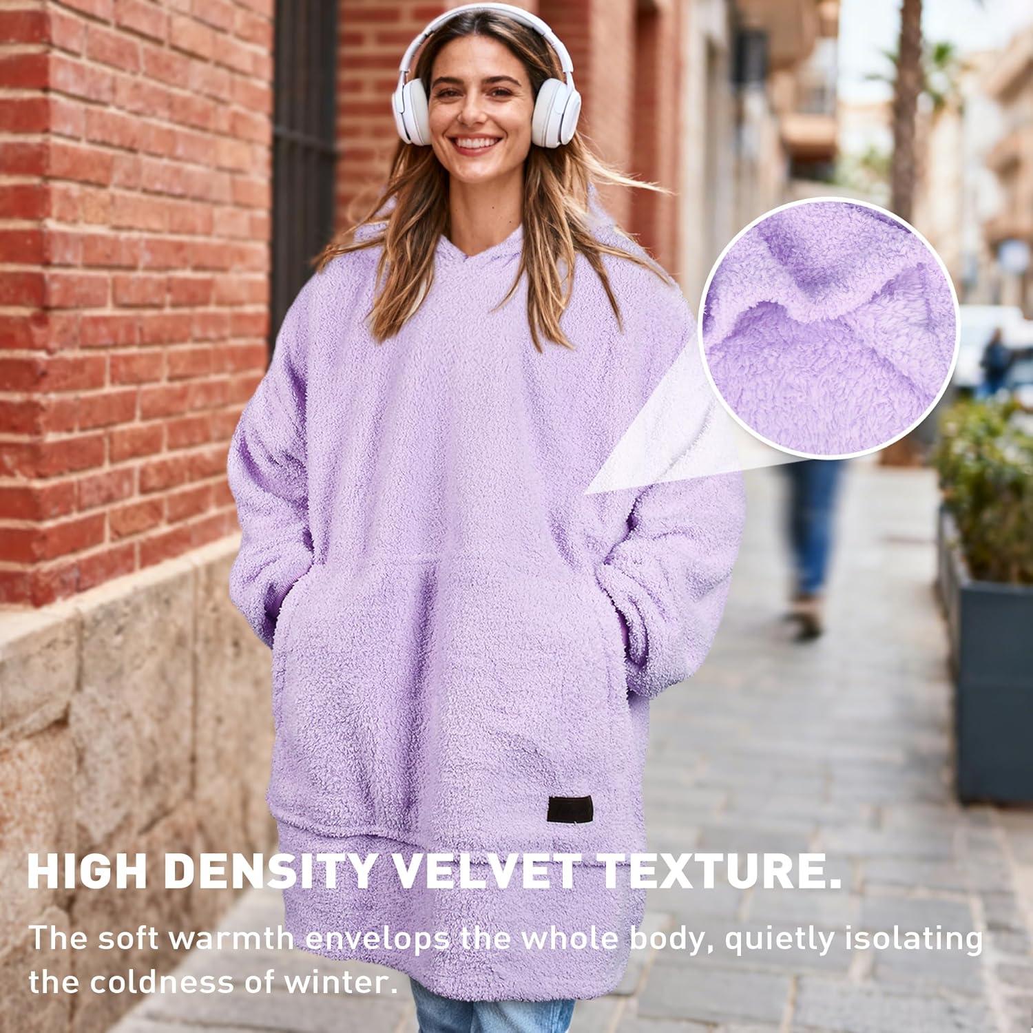 imageCatalonia Wearable Blanket Hoodie Oversized Hoodie Blanket Sweatshirt Blanket for Women Men AdultsPurple
