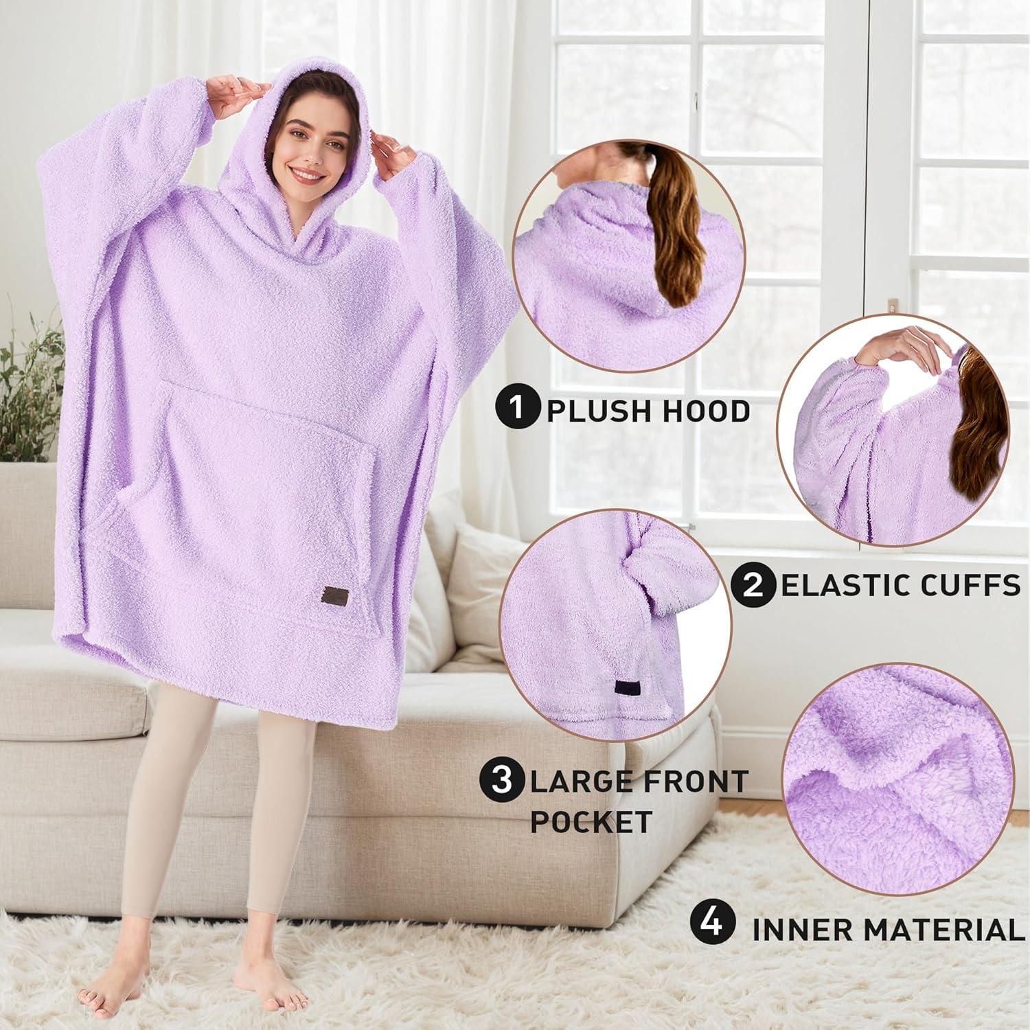 imageCatalonia Wearable Blanket Hoodie Oversized Hoodie Blanket Sweatshirt Blanket for Women Men AdultsPurple