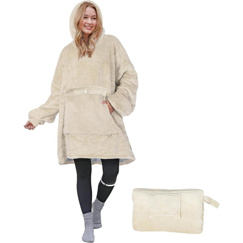 imageCatalonia Oversized Blanket Hoodie Sweatshirt Wearable Sherpa Blanket Pullover Gift for HerLatte