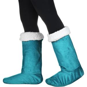 Catalonia Sherpa Slipper Socks for Women,Winter Indoor Home Non Skid Booties,Soft,Warm,Fluffy(Aqua)