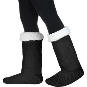 Catalonia Sherpa Slipper Socks for Women,Winter Indoor Home Non Skid Booties,Soft,Warm,Fluffy(Black)