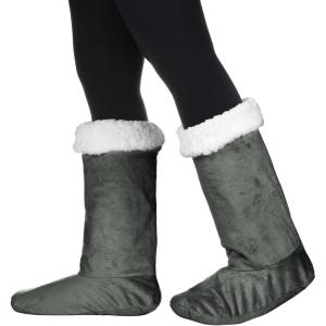 Catalonia Sherpa Slipper Socks for Women,Winter Indoor Home Non Skid Booties,Soft,Warm,Fluffy(Grey)