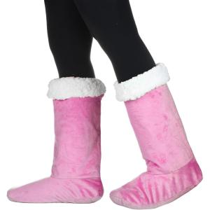 Catalonia Sherpa Slipper Socks for Women,Winter Indoor Home Non Skid Booties,Soft,Warm,Fluffy(Hot Pink)