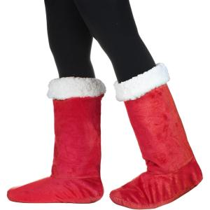 Catalonia Sherpa Slipper Socks for Women,Winter Indoor Home Non Skid Booties,Soft,Warm,Fluffy(Red)