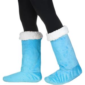Catalonia Sherpa Slipper Socks for Women,Winter Indoor Home Non Skid Booties,Soft,Warm,Fluffy(Sea Blue)