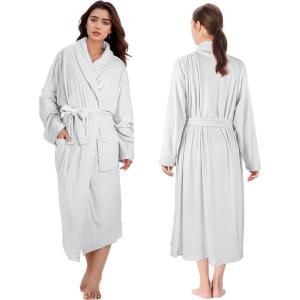 Catalonia Women’s Long Bathrobe, Soft Fleece Robe, Comfy Sleepwear Nightgown(Grey)