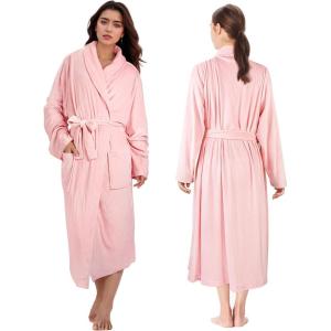 Catalonia Women’s Long Bathrobe, Soft Fleece Robe, Comfy Sleepwear Nightgown(Pink)