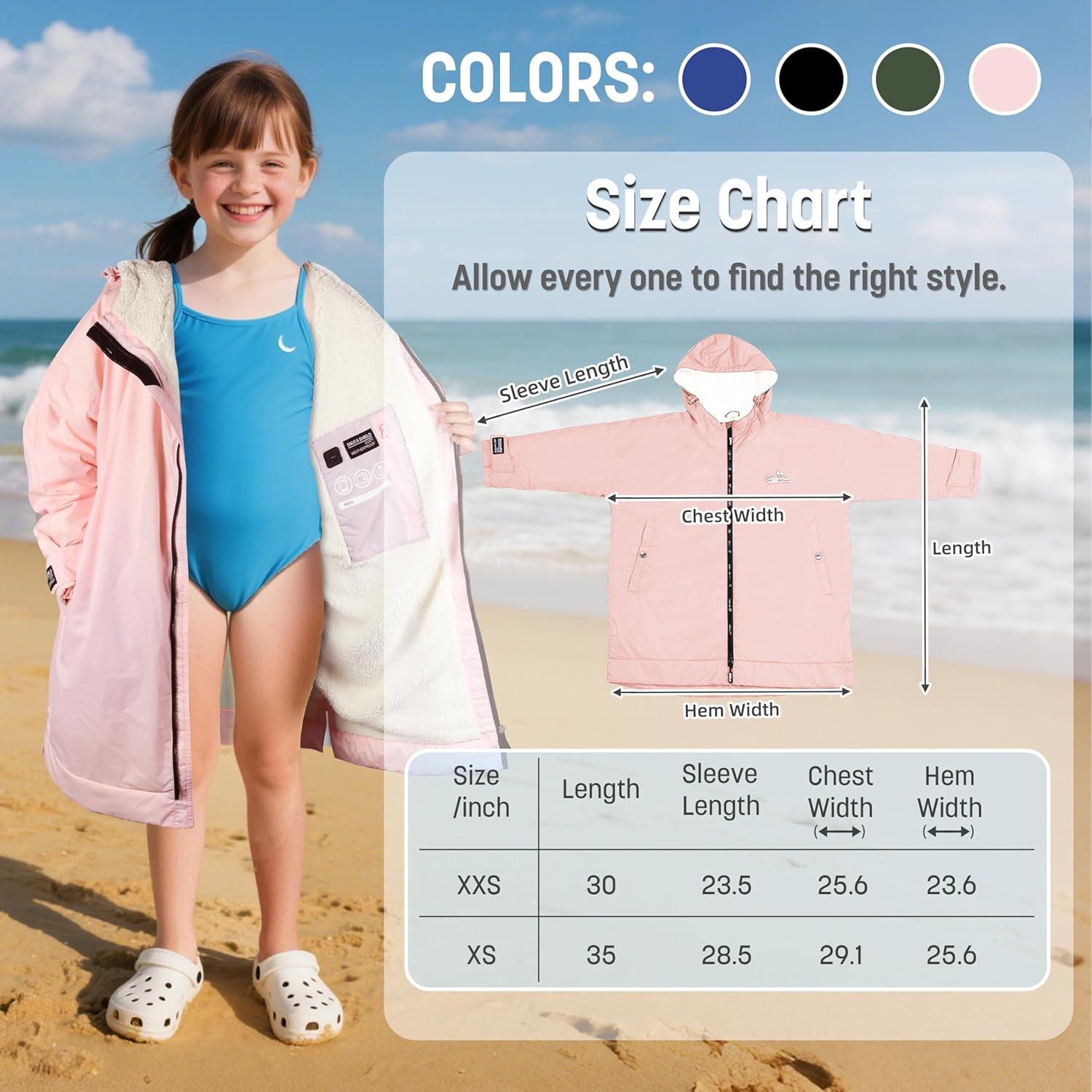 imageCatalonia Swim Parka with Hood Lightweight Youth Surf Swim Jacket Waterproof amp Warm Sherpa Lined Swim CoatPink