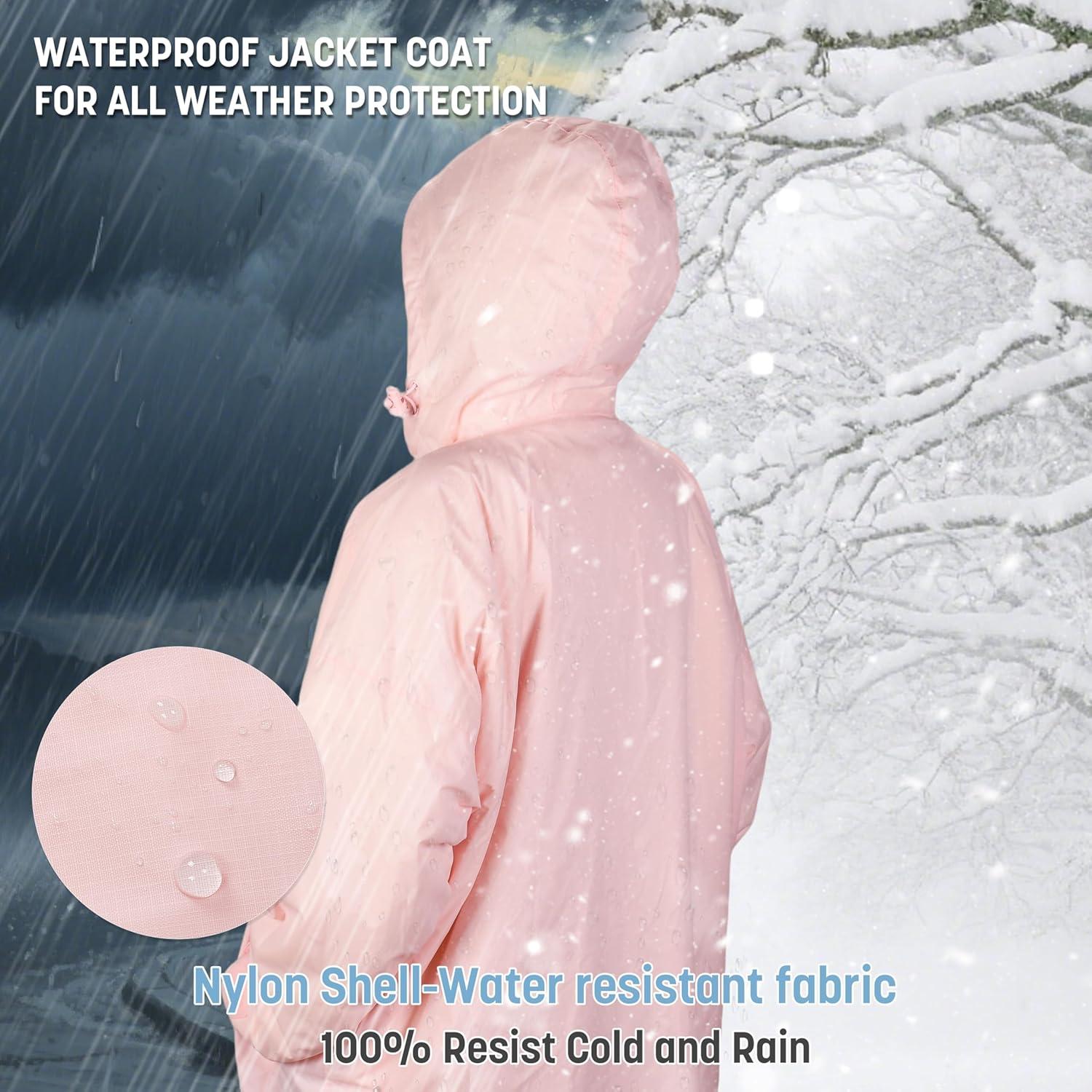 imageCatalonia Swim Parka with Hood Lightweight Youth Surf Swim Jacket Waterproof amp Warm Sherpa Lined Swim CoatPink
