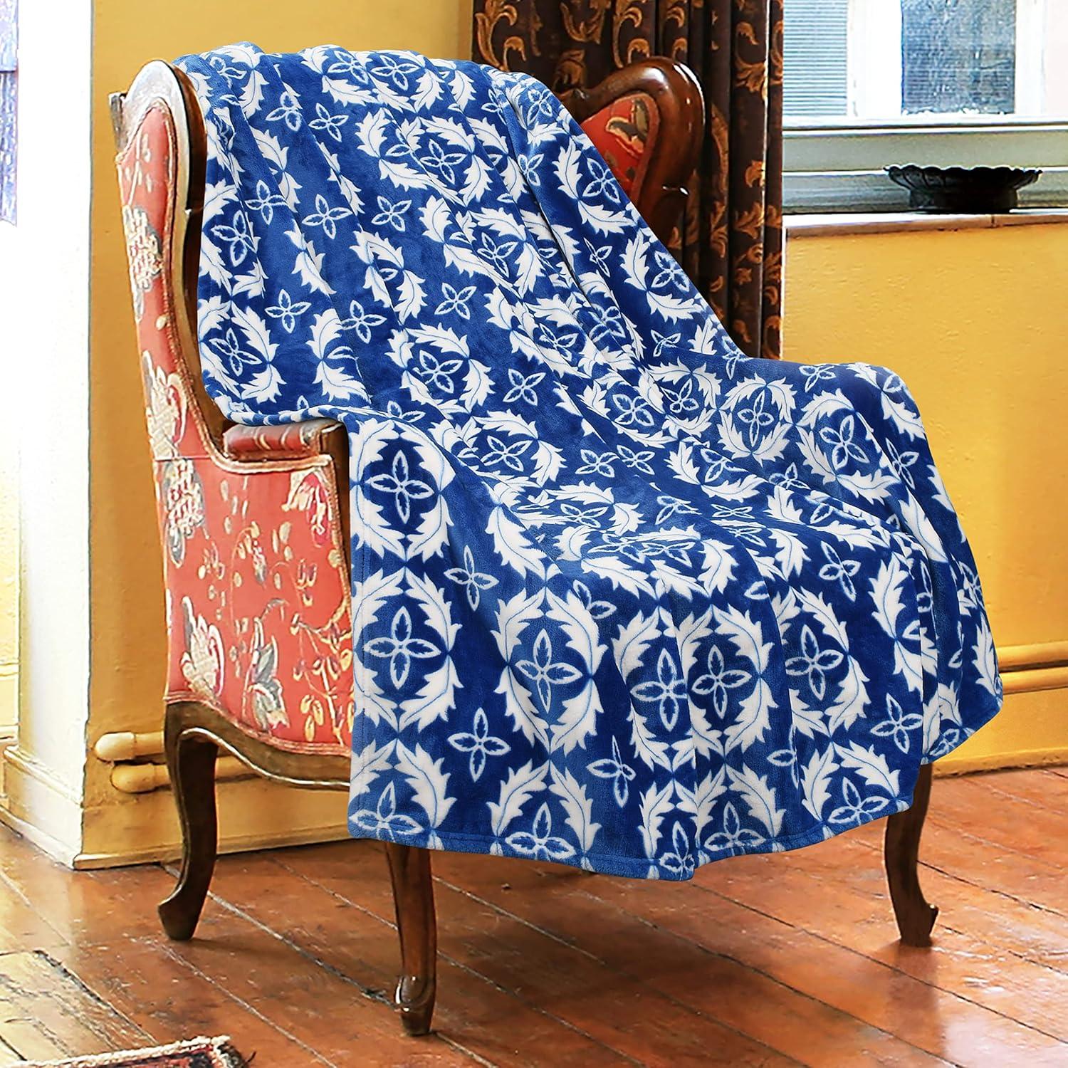 imageCatalonia Moroccan Lotus Black Throw Blanket for Couch Lightweight Soft Cozy All Seasons Lounging Blanket Retro Living Room Decor Blanket Valentines Day Gift 50x60 inchesOlympia Blue