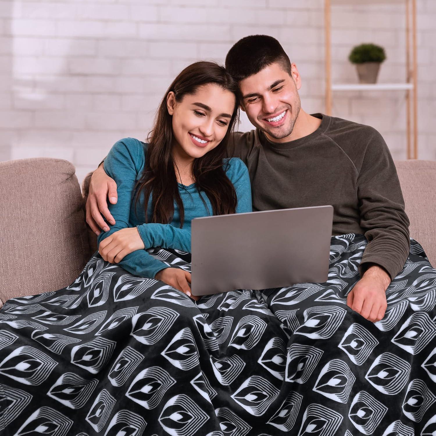 imageCatalonia Moroccan Lotus Black Throw Blanket for Couch Lightweight Soft Cozy All Seasons Lounging Blanket Retro Living Room Decor Blanket Valentines Day Gift 50x60 inchesLotus Black