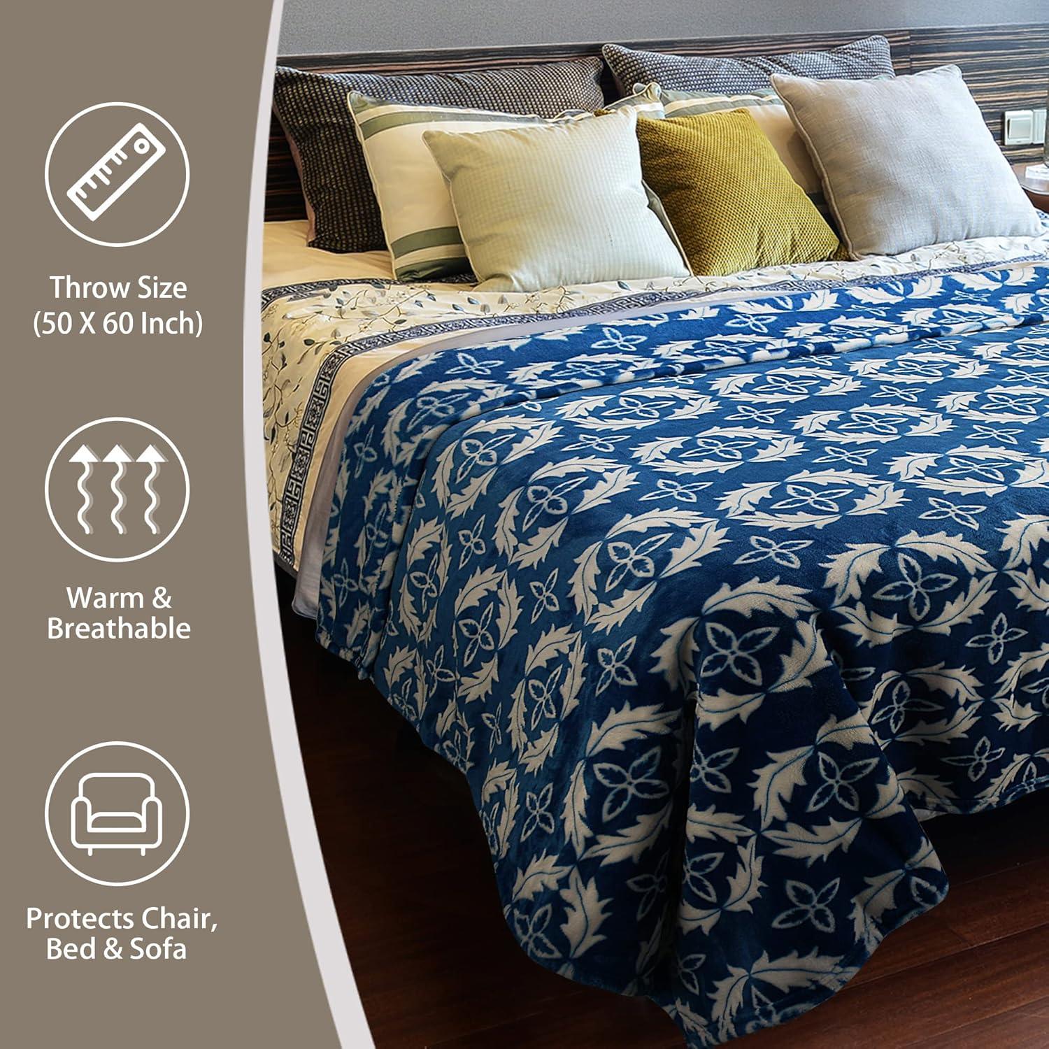 imageCatalonia Moroccan Lotus Black Throw Blanket for Couch Lightweight Soft Cozy All Seasons Lounging Blanket Retro Living Room Decor Blanket Valentines Day Gift 50x60 inchesOlympia Blue