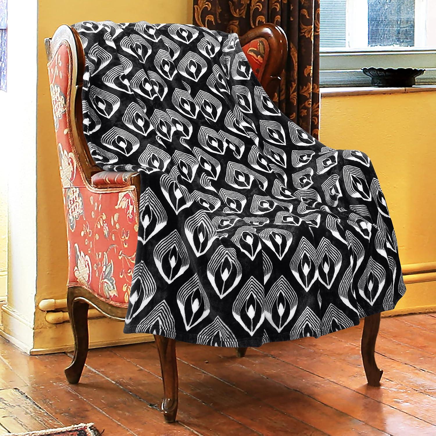 imageCatalonia Moroccan Lotus Black Throw Blanket for Couch Lightweight Soft Cozy All Seasons Lounging Blanket Retro Living Room Decor Blanket Valentines Day Gift 50x60 inchesLotus Black