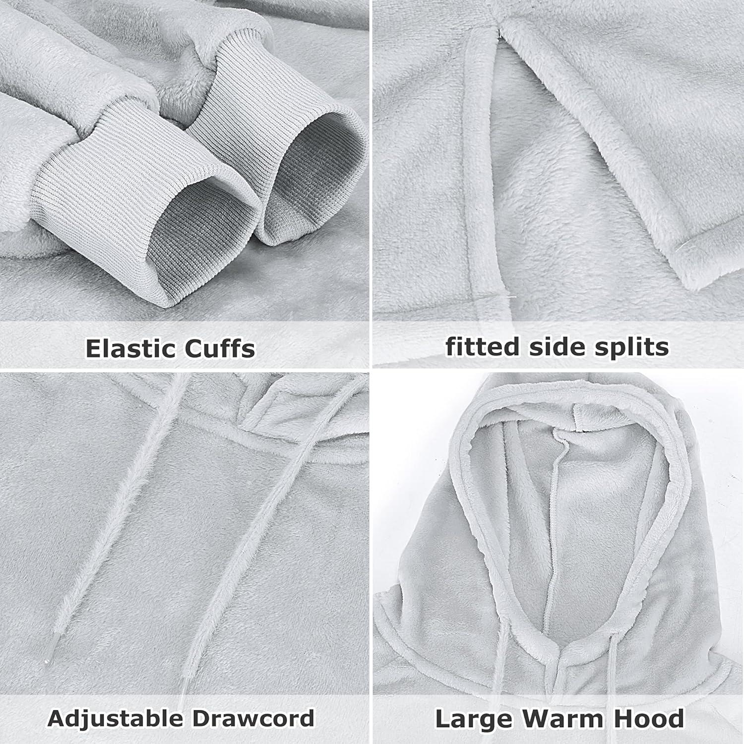 imageCatalonia Womens Plush Hoodie Sweatshirt Dress Casual Snuggly Wearable Blanket Pullover Sweater with Kangaroo Pocket Cozy and SoftDove Greyhoodie Dress