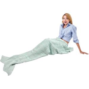Catalonia Mermaid Tail Blanket with Anti-Slip Neck Strap(Gray Knit)