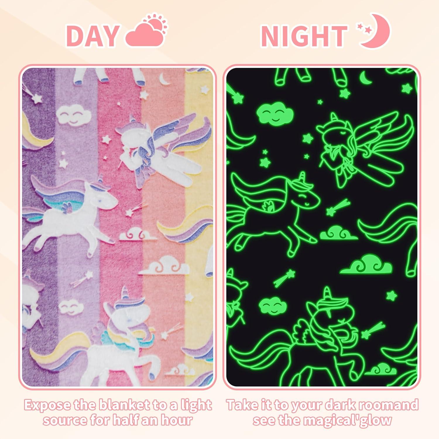 imageCatalonia Mermaid Tail Blanket and Girls Unicorn Glow in The Dark Blanket