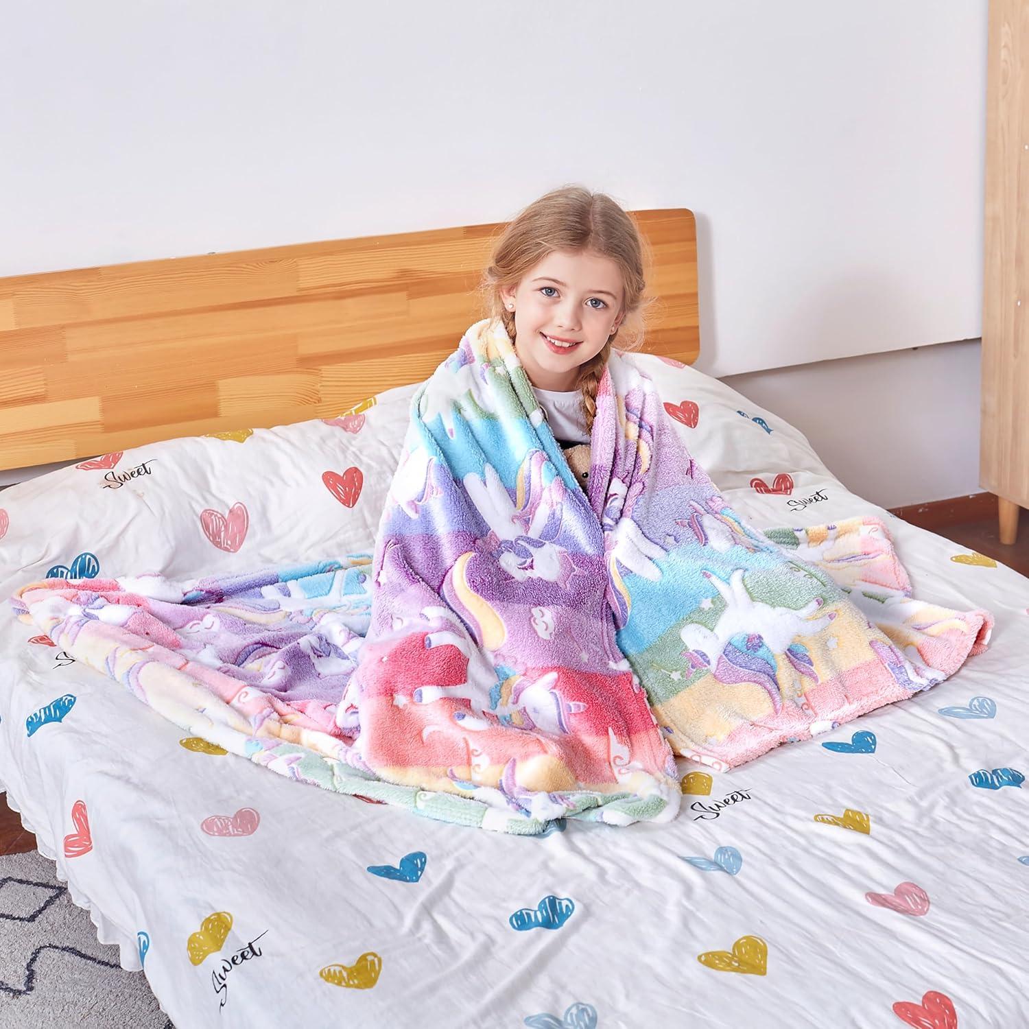 imageCatalonia Mermaid Tail Blanket and Girls Unicorn Glow in The Dark Blanket