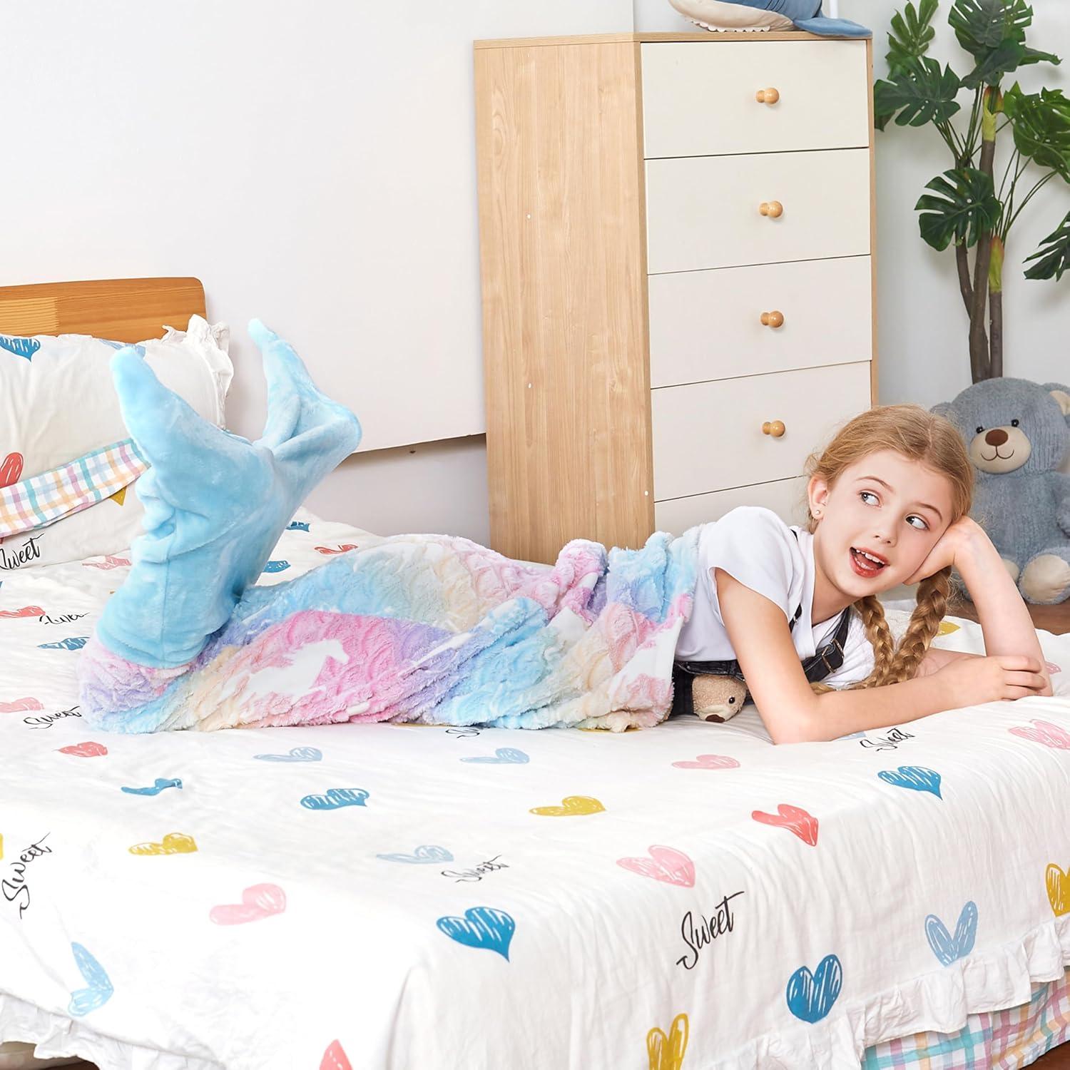 imageCatalonia Mermaid Tail Blanket and Girls Unicorn Glow in The Dark Blanket