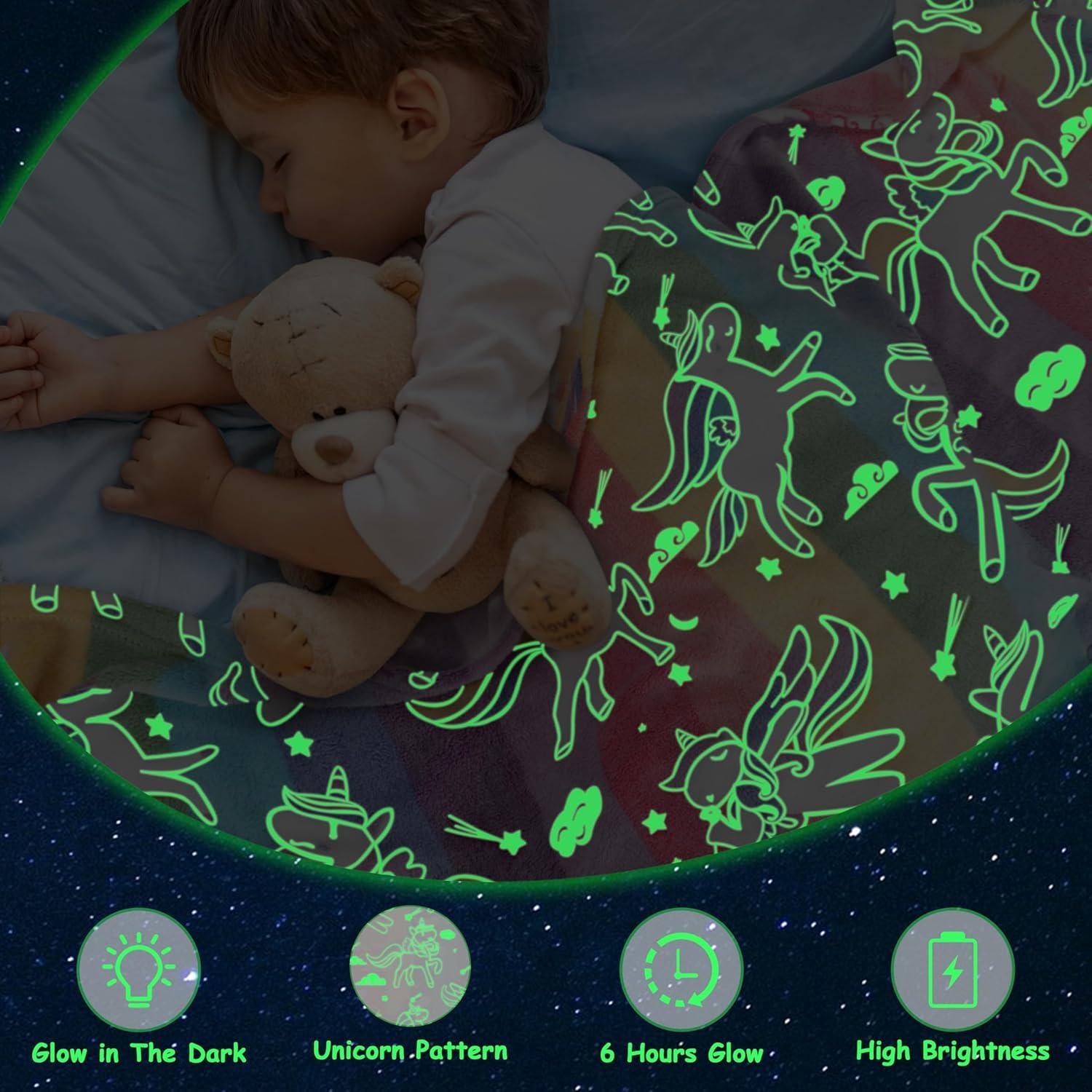 imageCatalonia Mermaid Tail Blanket for Girls and Girls Unicorn Glow in The Dark Blanket