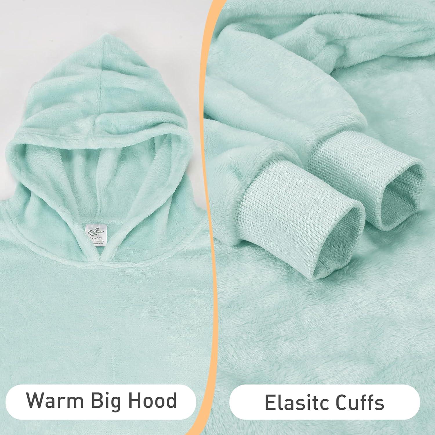 imageCatalonia Wearable Blanket Hoodie Kids Oversized Blanket Sweatshirt Hooded Blanket with Pocket amp Sleeves for Boys and GirlsAqua