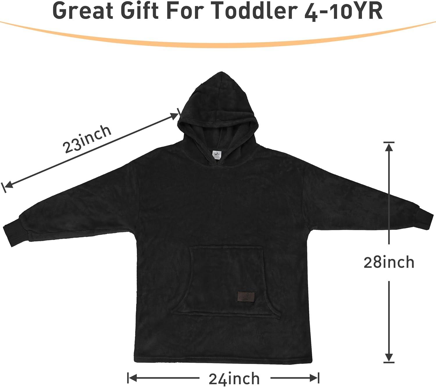 imageCatalonia Wearable Blanket Hoodie Kids Oversized Blanket Sweatshirt Hooded Blanket with Pocket amp Sleeves for Boys and GirlsBlack