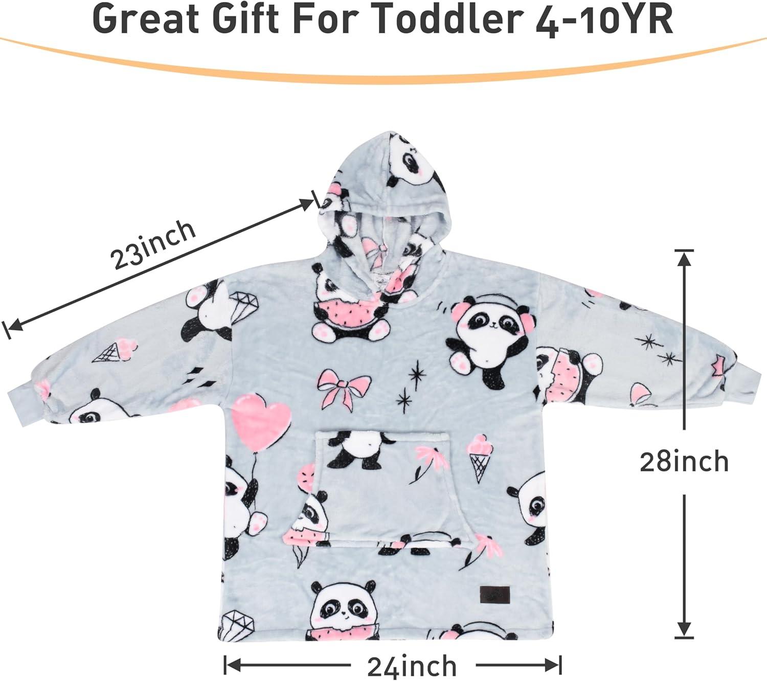 imageCatalonia Wearable Blanket Hoodie Kids Oversized Blanket Sweatshirt Hooded Blanket with Pocket amp Sleeves for Boys and GirlsGirlpanda Gray