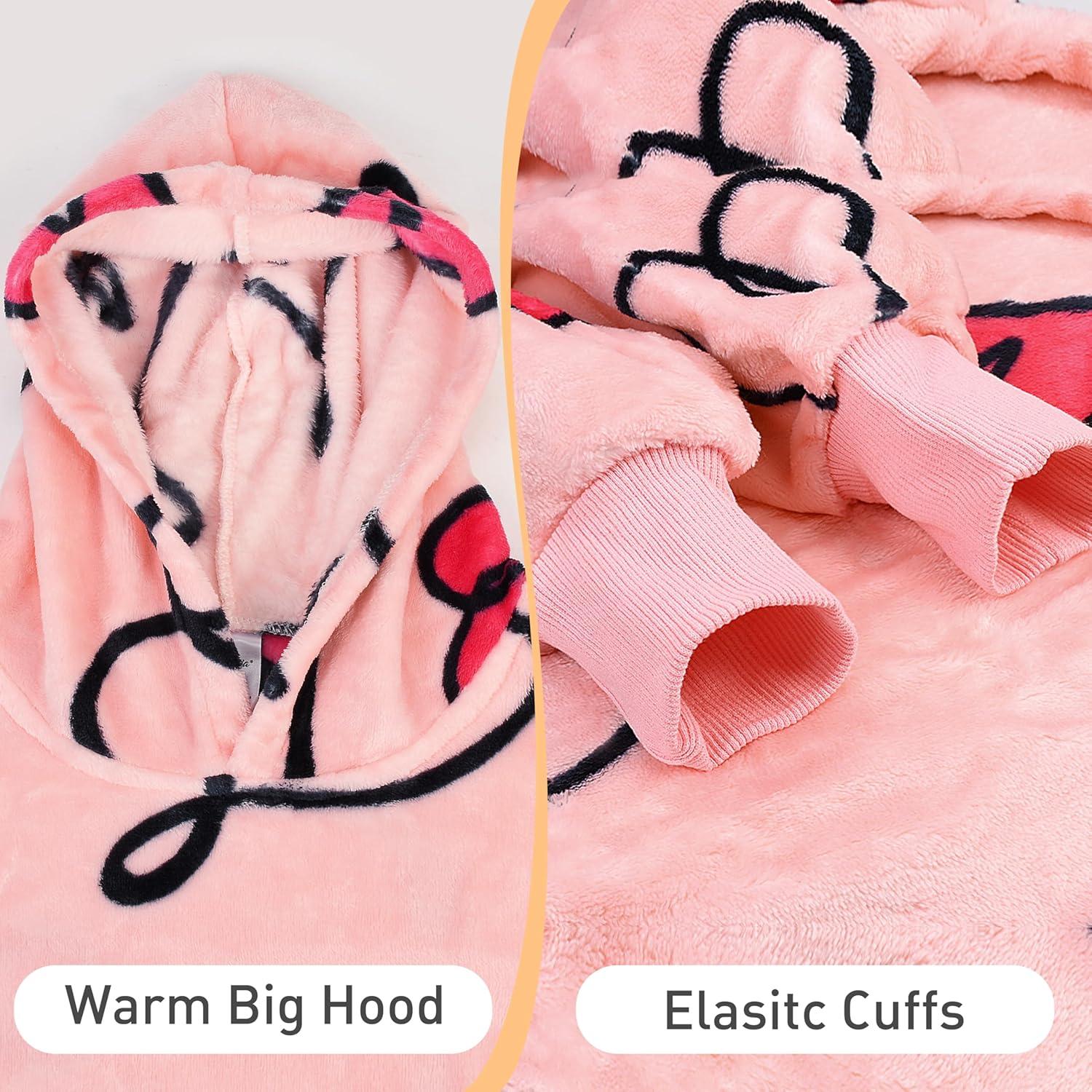 imageCatalonia Wearable Blanket Hoodie Kids Oversized Blanket Sweatshirt Hooded Blanket with Pocket amp Sleeves for Boys and GirlsLoveart Pink
