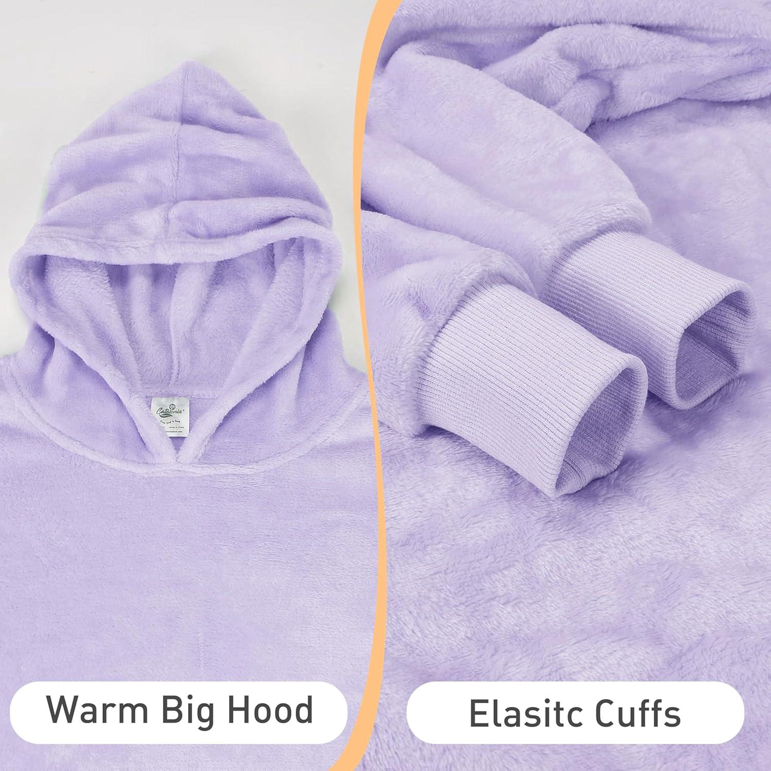imageCatalonia Wearable Blanket Hoodie Kids Oversized Blanket Sweatshirt Hooded Blanket with Pocket amp Sleeves for Boys and GirlsPurple