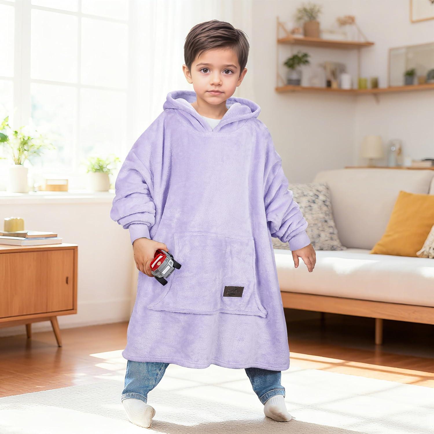 imageCatalonia Wearable Blanket Hoodie Kids Oversized Blanket Sweatshirt Hooded Blanket with Pocket amp Sleeves for Boys and GirlsPurple