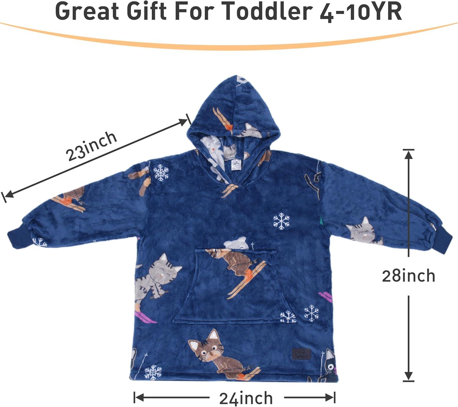 imageCatalonia Wearable Blanket Hoodie Kids Oversized Blanket Sweatshirt Hooded Blanket with Pocket amp Sleeves for Boys and GirlsSkicat Blue
