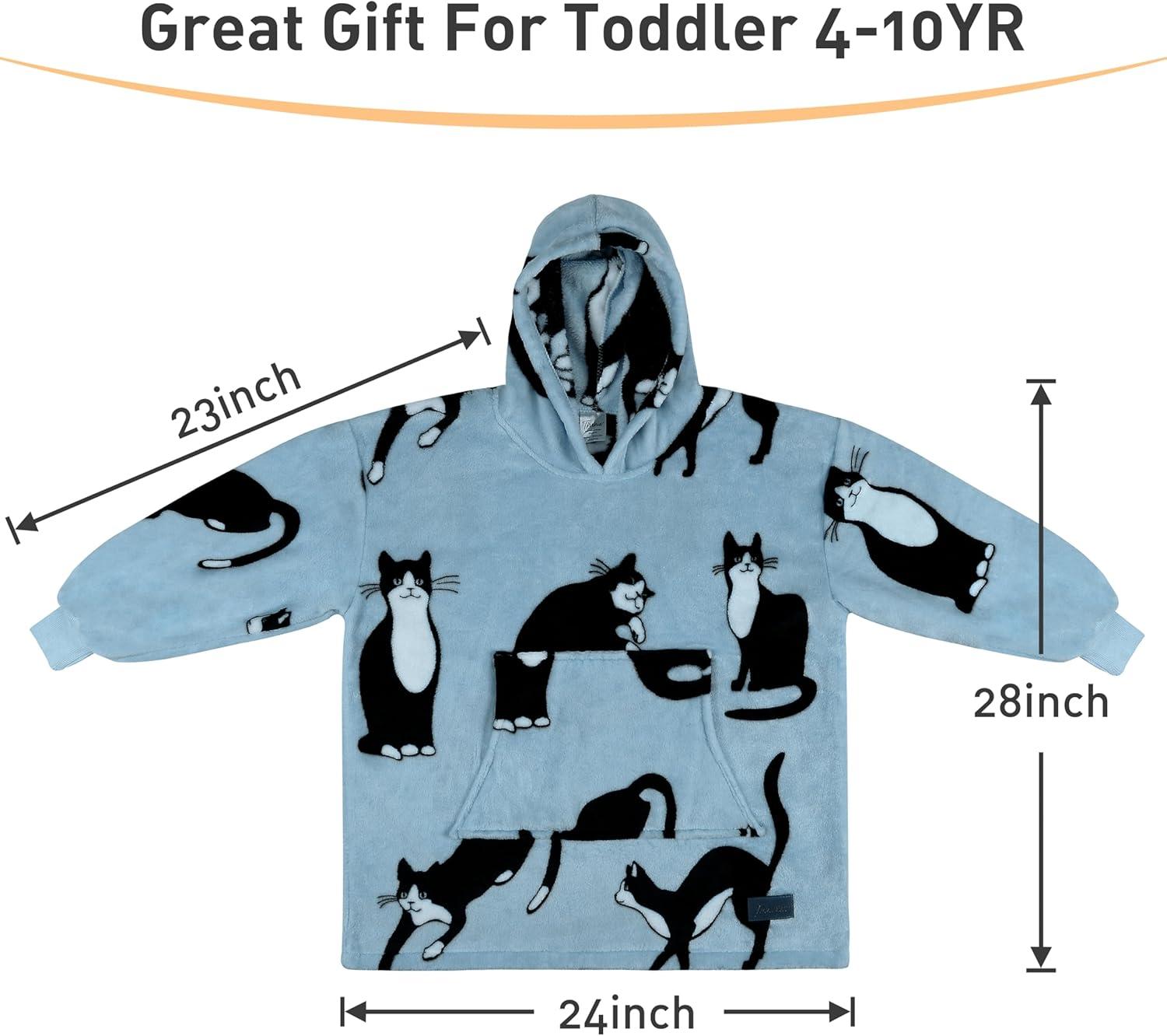 imageCatalonia Wearable Blanket Hoodie Kids Oversized Blanket Sweatshirt Hooded Blanket with Pocket amp Sleeves for Boys and GirlsWondercat Gray