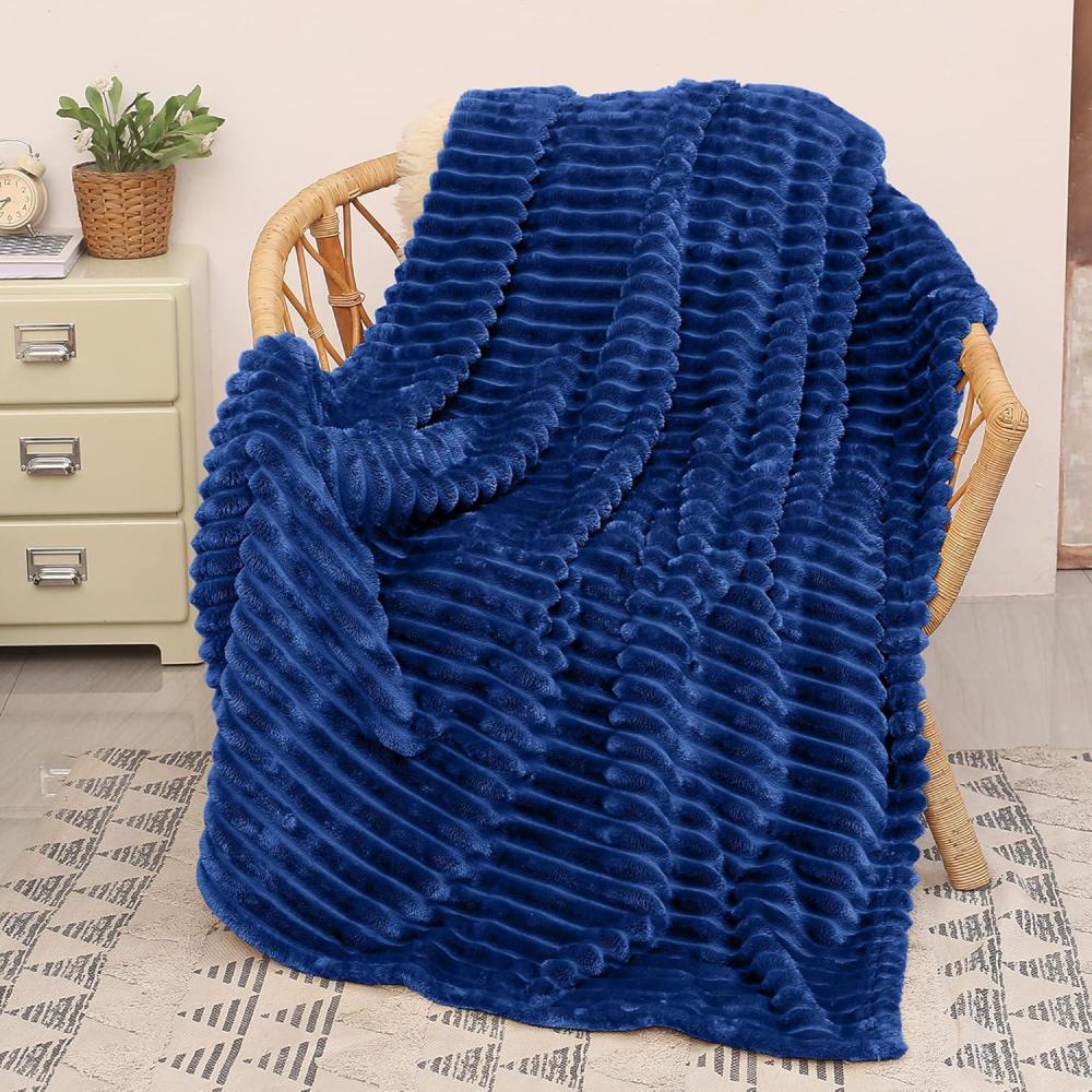 imageCatalonia Super Soft Fuzzy Plush Throw Blanket for Adults and Kids White Fleece Velvet Living Room DecorNavy