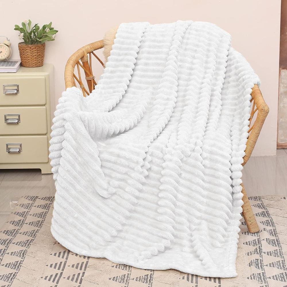 imageCatalonia Super Soft Fuzzy Plush Throw Blanket for Adults and Kids White Fleece Velvet Living Room DecorWhite