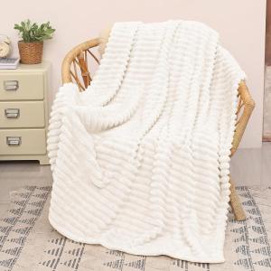 Catalonia Super Soft Fuzzy Plush Throw Blanket for Adults and Kids, White Fleece Velvet Living Room Decor(Beige)