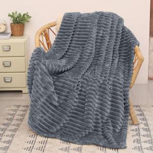 Catalonia Super Soft Fuzzy Plush Throw Blanket for Adults and Kids, White Fleece Velvet Living Room Decor(Gray)