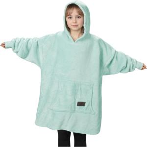 Catalonia Wearable Blanket Hoodie Kids Oversized Blanket Sweatshirt – Hooded Blanket with Pocket & Sleeves for Boys and Girls(Aqua)