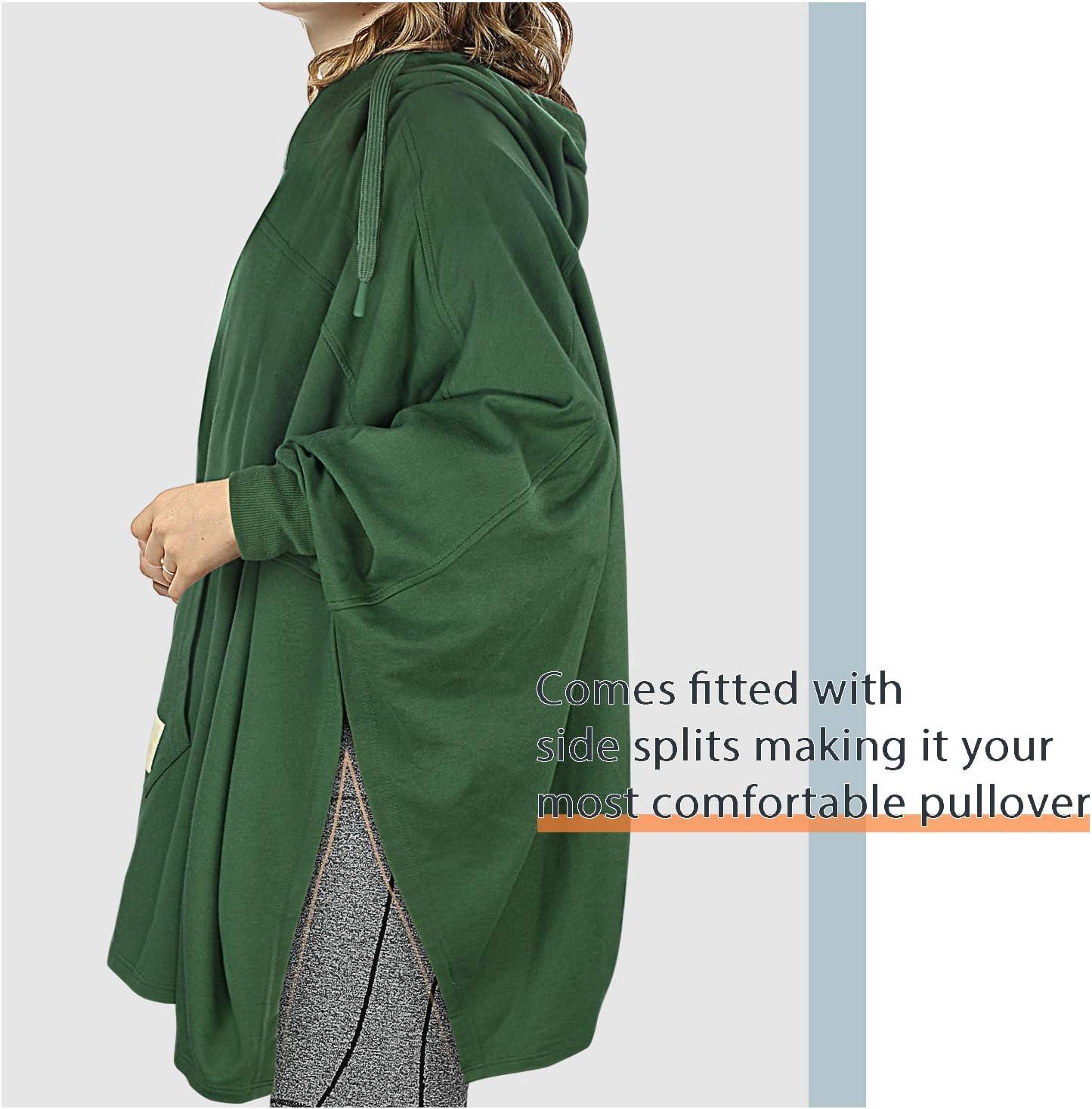 imageCatalonia Oversized Hoodie Sweatshirt Poncho Casual Hoodie Cape Batwing Coat Pullover Blanket for Adults Women MenGreen