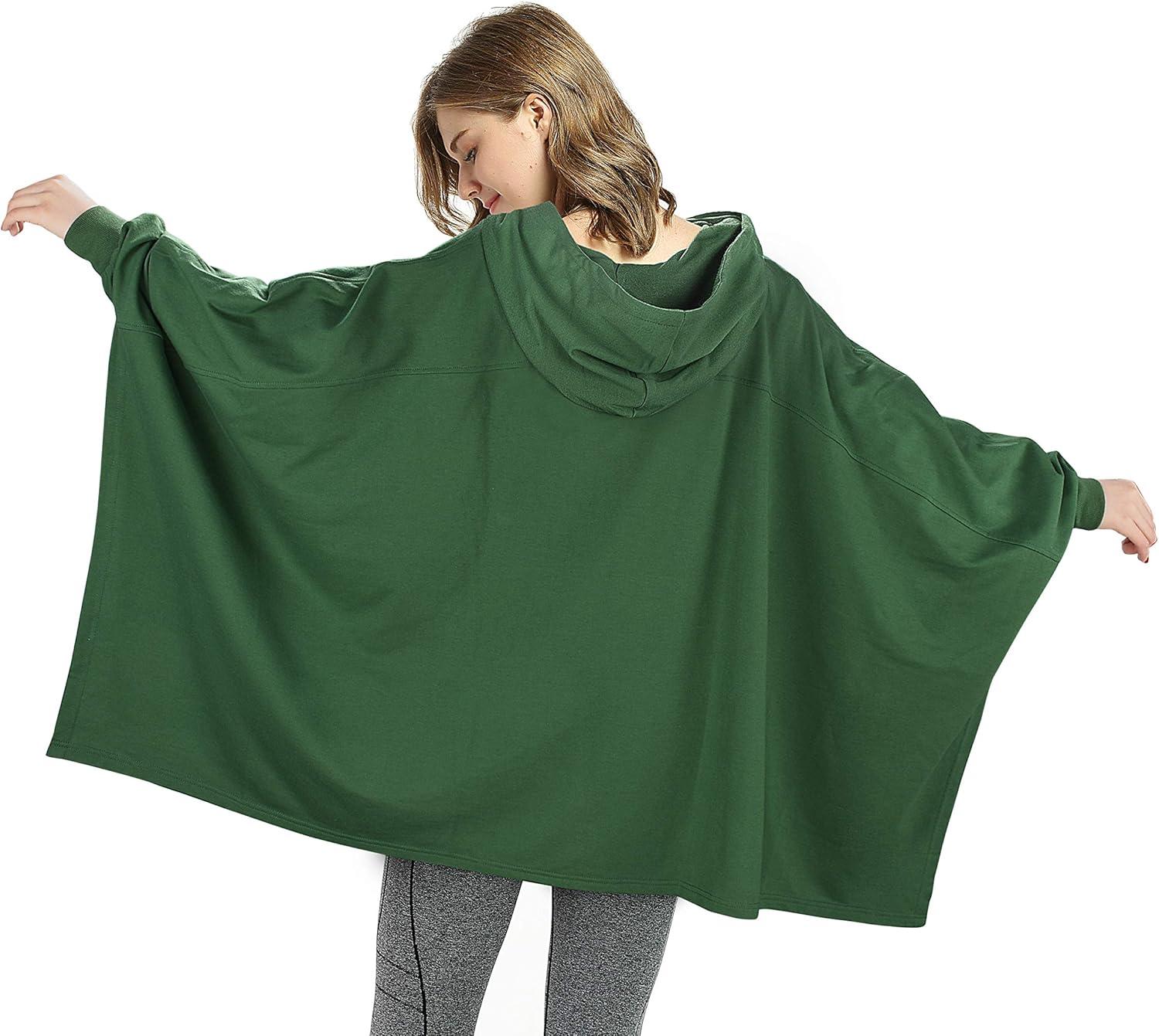 imageCatalonia Oversized Hoodie Sweatshirt Poncho Casual Hoodie Cape Batwing Coat Pullover Blanket for Adults Women MenGreen