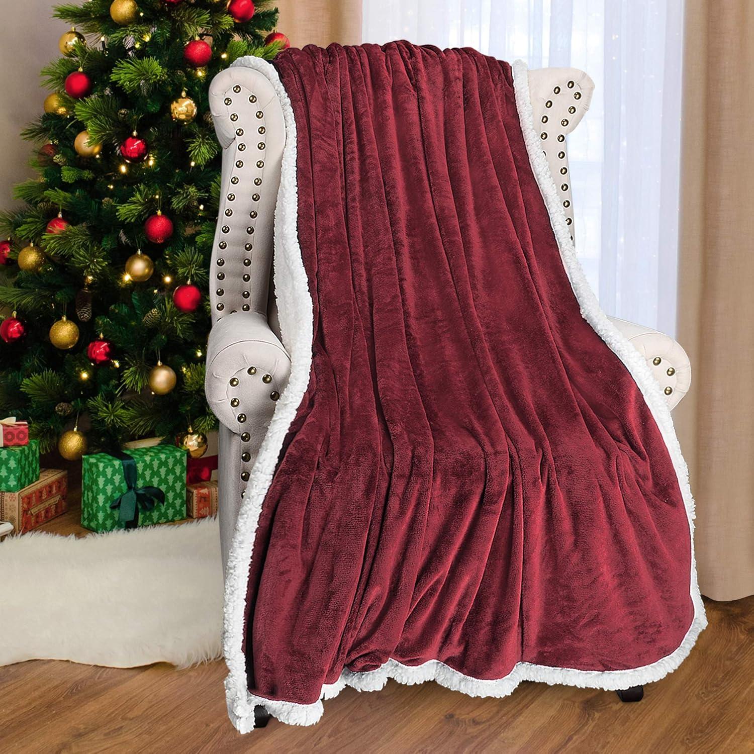 imageCatalonia Sherpa Fleece Throw Blanket Super Soft Mink Plush Couch Blanket TV Bed Fuzzy Blanket Fluffy Comfy Warm Heavy Throws Comfort Caring Gift50x60 inches Wine RedWine