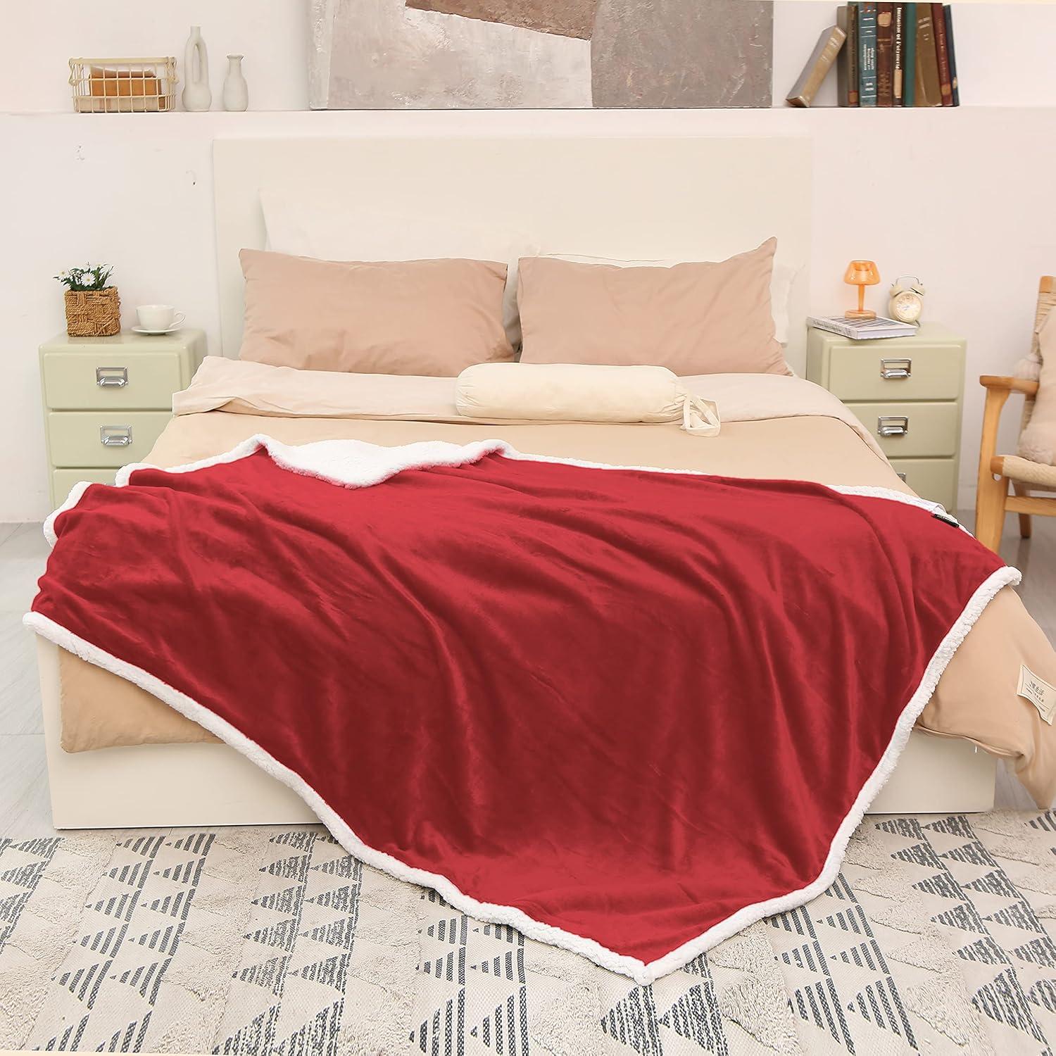 imageCatalonia Sherpa Fleece Throw Blanket Super Soft Mink Plush Couch Blanket TV Bed Fuzzy Blanket Fluffy Comfy Warm Heavy Throws Comfort Caring Gift50x60 inches Wine RedWine