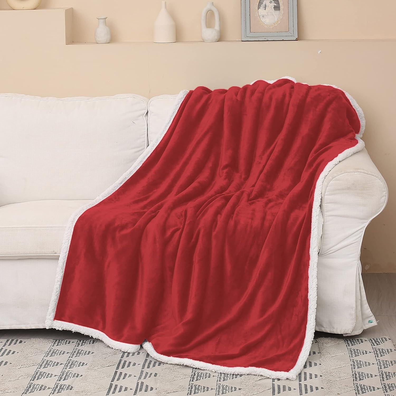 imageCatalonia Sherpa Fleece Throw Blanket Super Soft Mink Plush Couch Blanket TV Bed Fuzzy Blanket Fluffy Comfy Warm Heavy Throws Comfort Caring Gift50x60 inches Wine RedWine