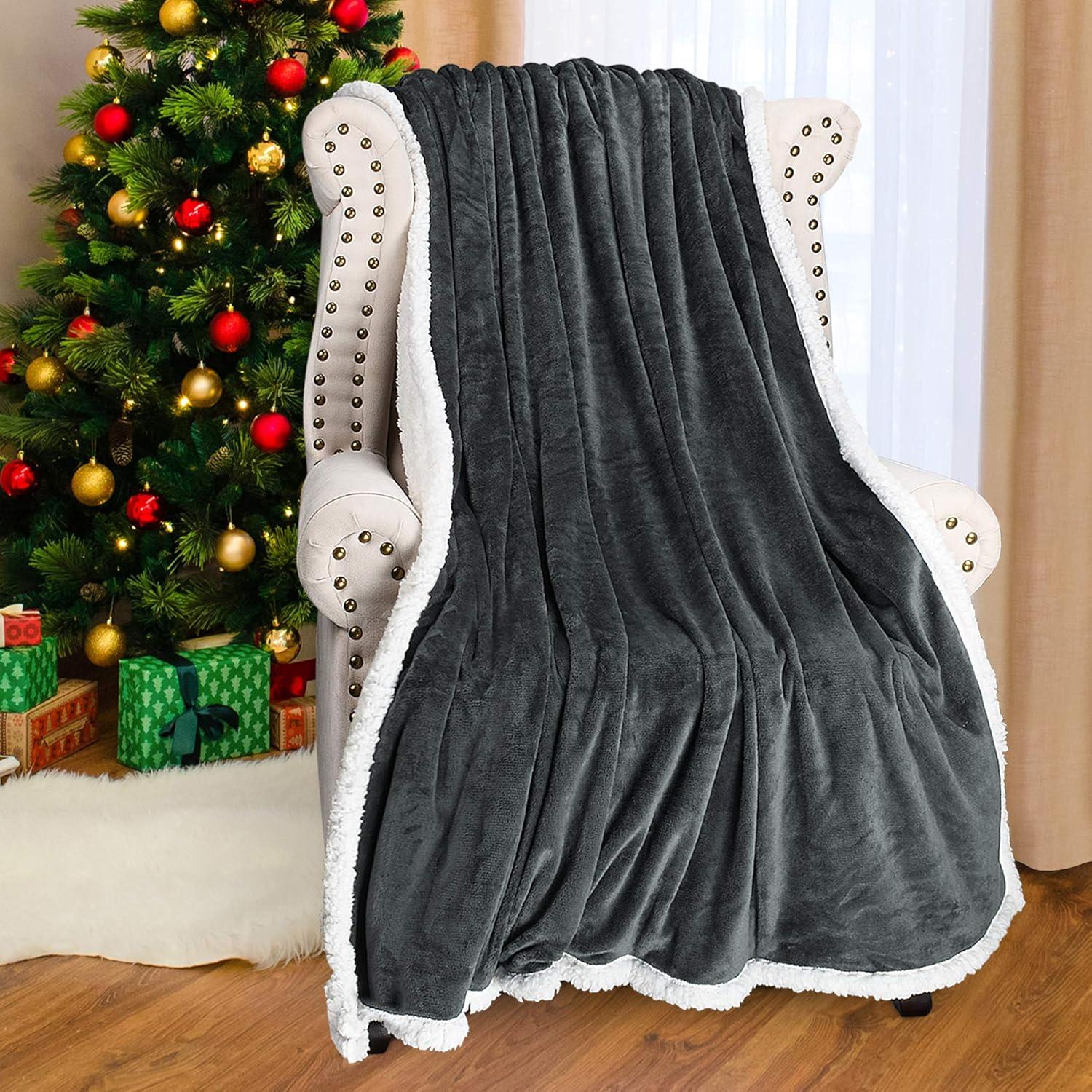 imageCatalonia Sherpa Fleece Throw Blanket Super Soft Mink Plush Couch Blanket TV Bed Fuzzy Blanket Fluffy Comfy Warm Heavy Throws Comfort Caring Gift50x60 inches Wine RedCharcoal Grey