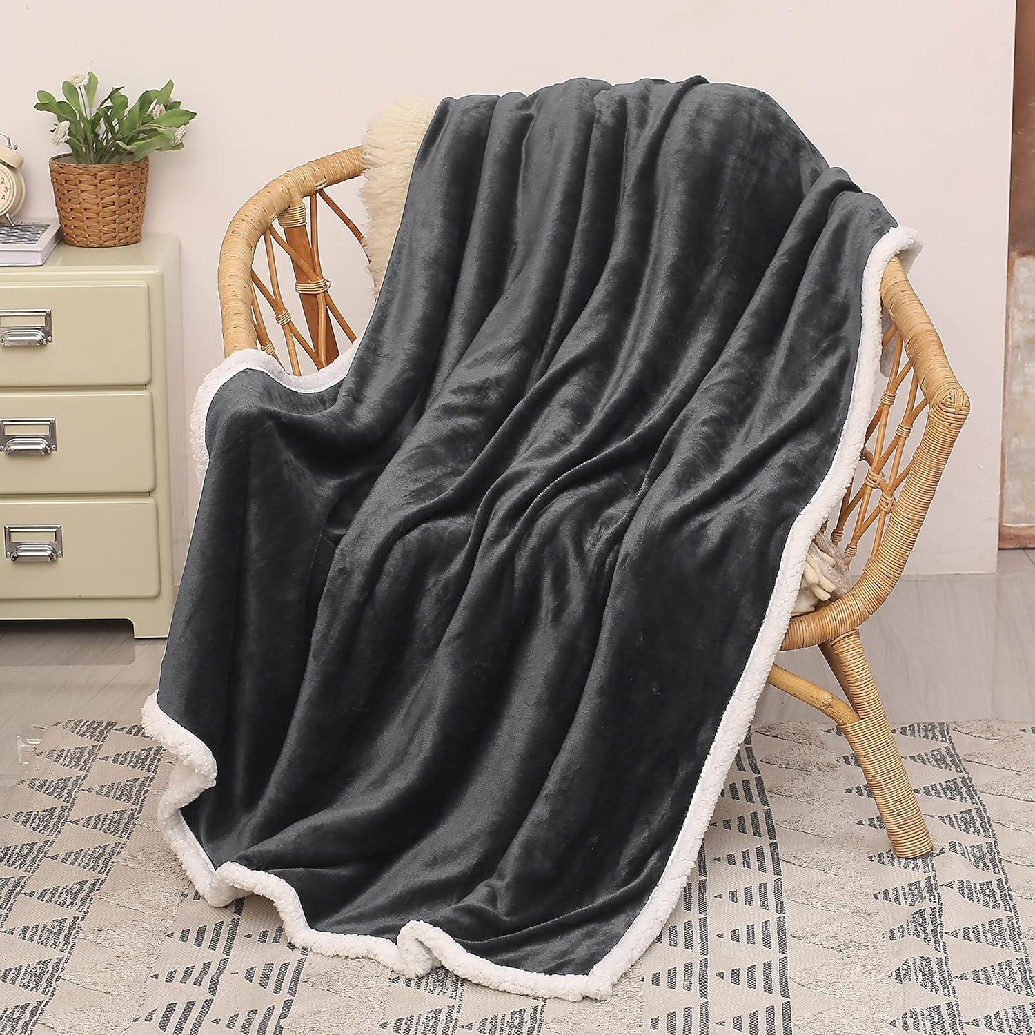 imageCatalonia Sherpa Fleece Throw Blanket Super Soft Mink Plush Couch Blanket TV Bed Fuzzy Blanket Fluffy Comfy Warm Heavy Throws Comfort Caring Gift50x60 inches Wine RedCharcoal Grey