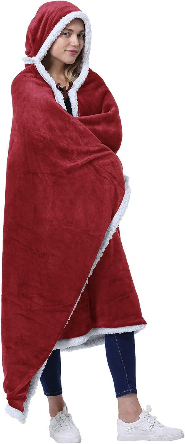 imageCatalonia Sherpa Wearable Blanket Blanket Poncho Wrap with Hood Soft Warm Cozy Snuggle Banket