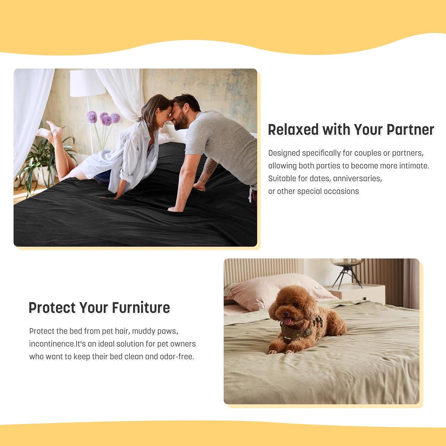 imageCatalonia Waterproof Reversible Blanket for Bed Leak Proof amp Stain Proof Bed Cover for Sofa CouchBlack
