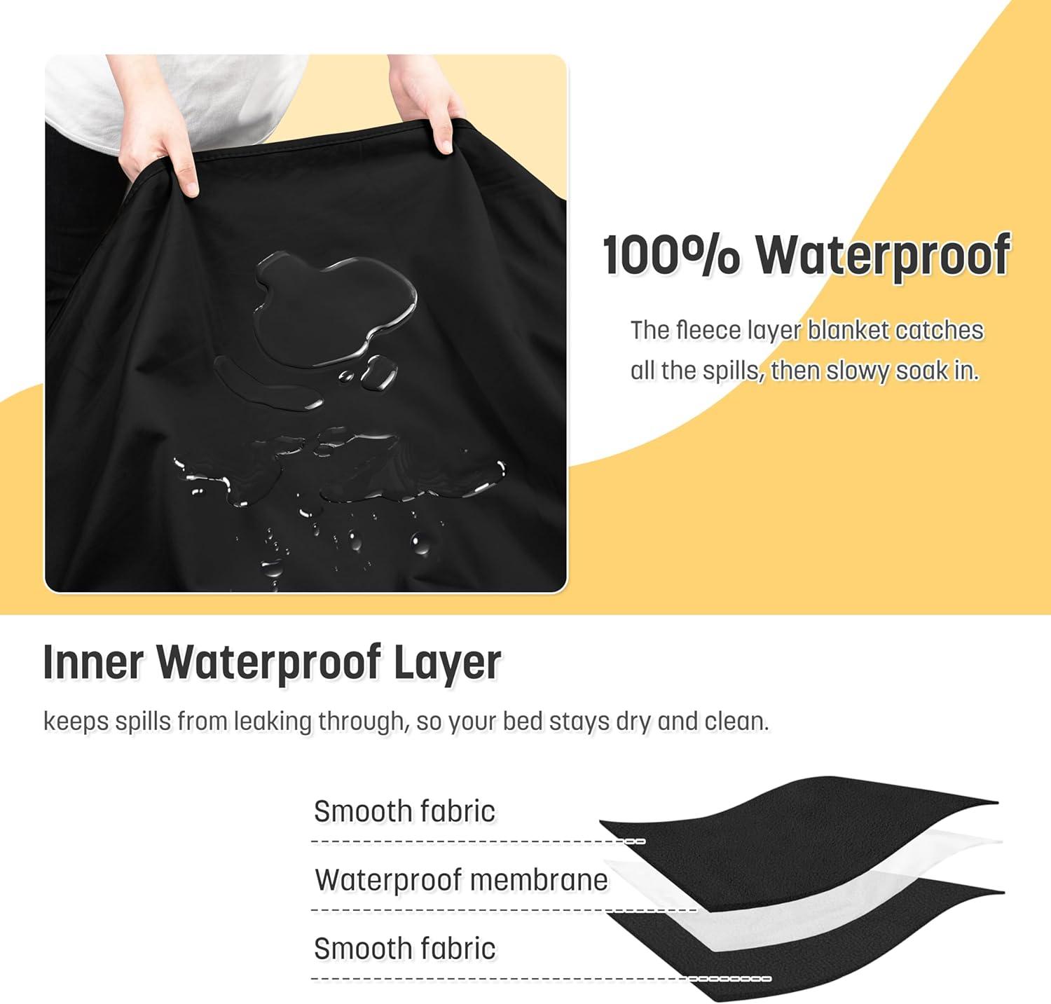 imageCatalonia Waterproof Reversible Blanket for Bed Leak Proof amp Stain Proof Bed Cover for Sofa CouchBlack