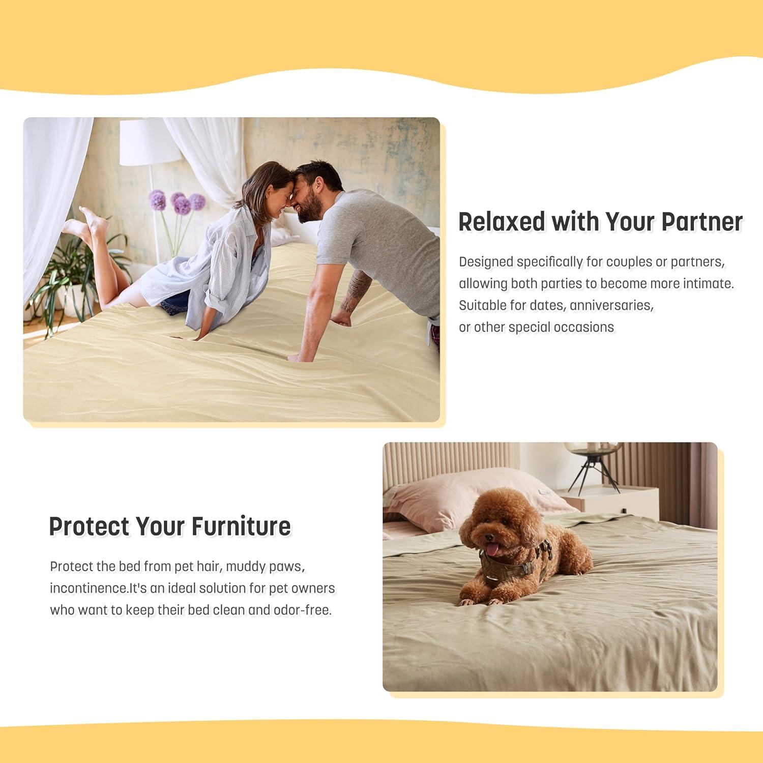 imageCatalonia Waterproof Reversible Blanket for Bed Leak Proof amp Stain Proof Bed Cover for Sofa CouchTaupe